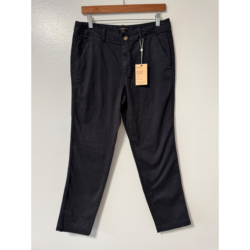 NWT Quince Organic Cotton Stretch Twill Chino Pants Black Size 29 Sustainable
